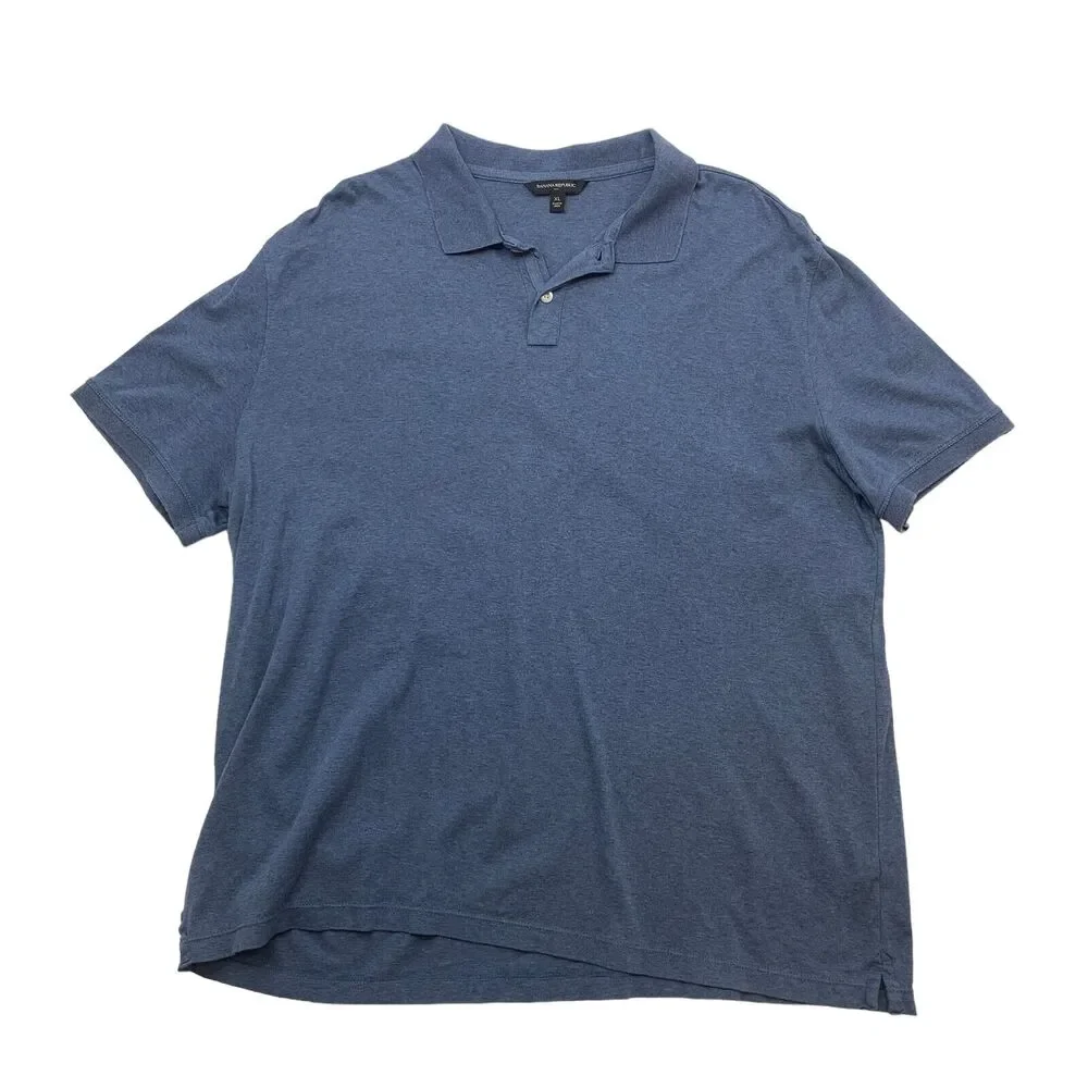 Banana Republic Performance Polo Shirt Men XL Extra Large Blue Cotton Vented Hem